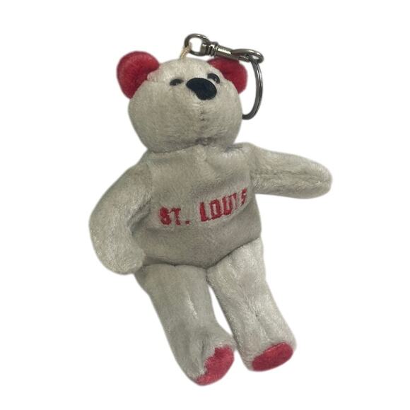 Vintage 1990s St Louis Cardinals Mark McGwire Stuffed Plush Teddy Bear Keychain - Picture 2 of 4